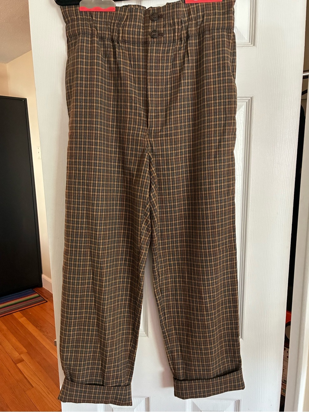 Madewell Plaid Paperbag Tapered Pants